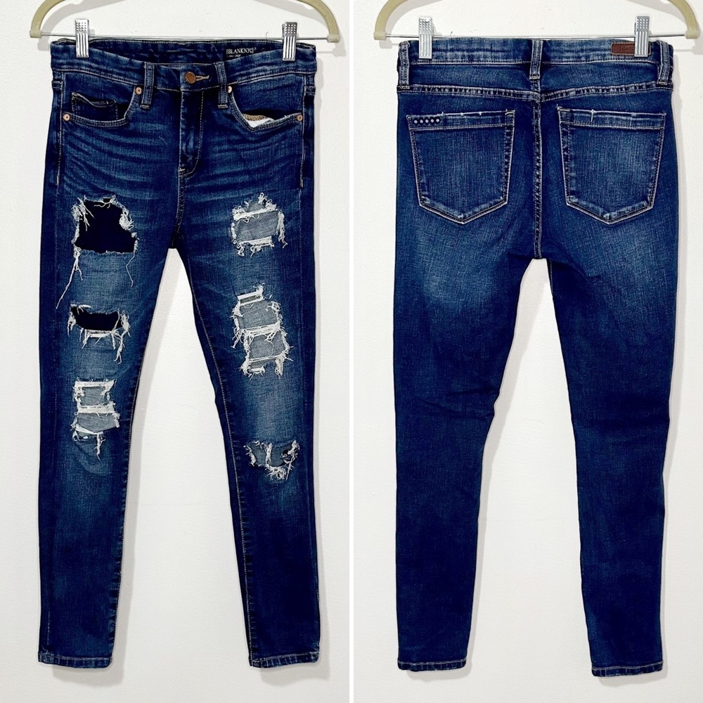 Blank NYC Skinny Crop Classique Blue Ripped Ankle Skinny Jeans Size 27